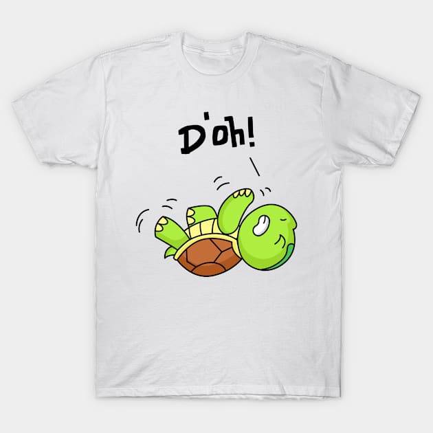 Cute Funny Turtle Lies On Back Fun D'oh T-Shirt by Foxxy Merch